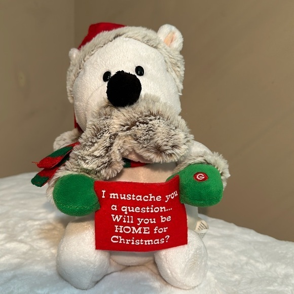 Gemmy Animated Mustache Wiggler Dog 10" Plush Sings Holly Jolly Christmas - Picture 1 of 12